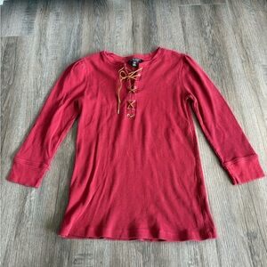 Ralph Lauren Black Label 3/4 length sleeve lace up top